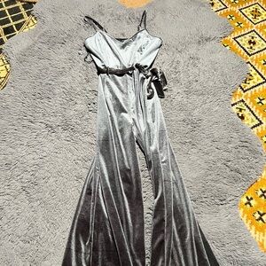 Grey Velvet Jumpsuit